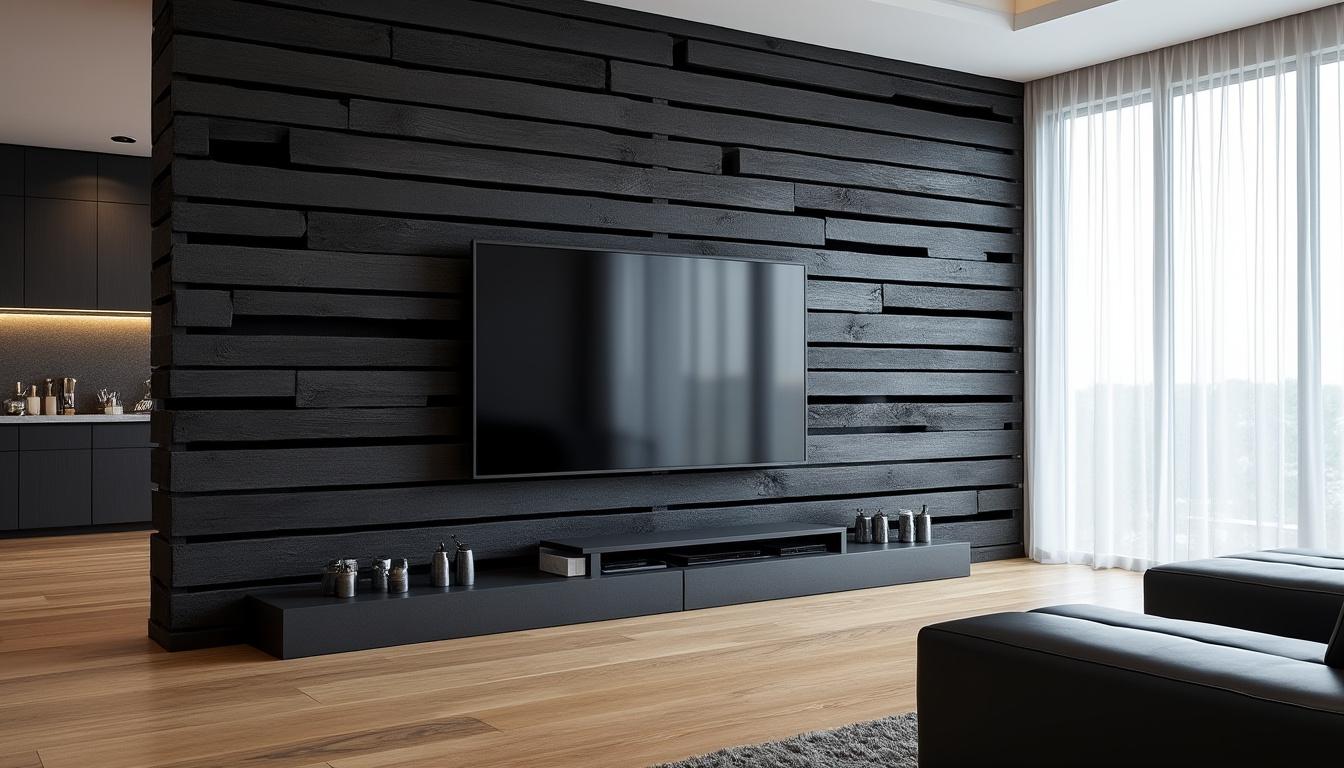 découvrez comment créer un mur tv élégant avec des palettes noires grâce à ce projet diy accessible à tous ! suivez nos conseils étape par étape pour apporter une touche moderne et personnalisée à votre intérieur.