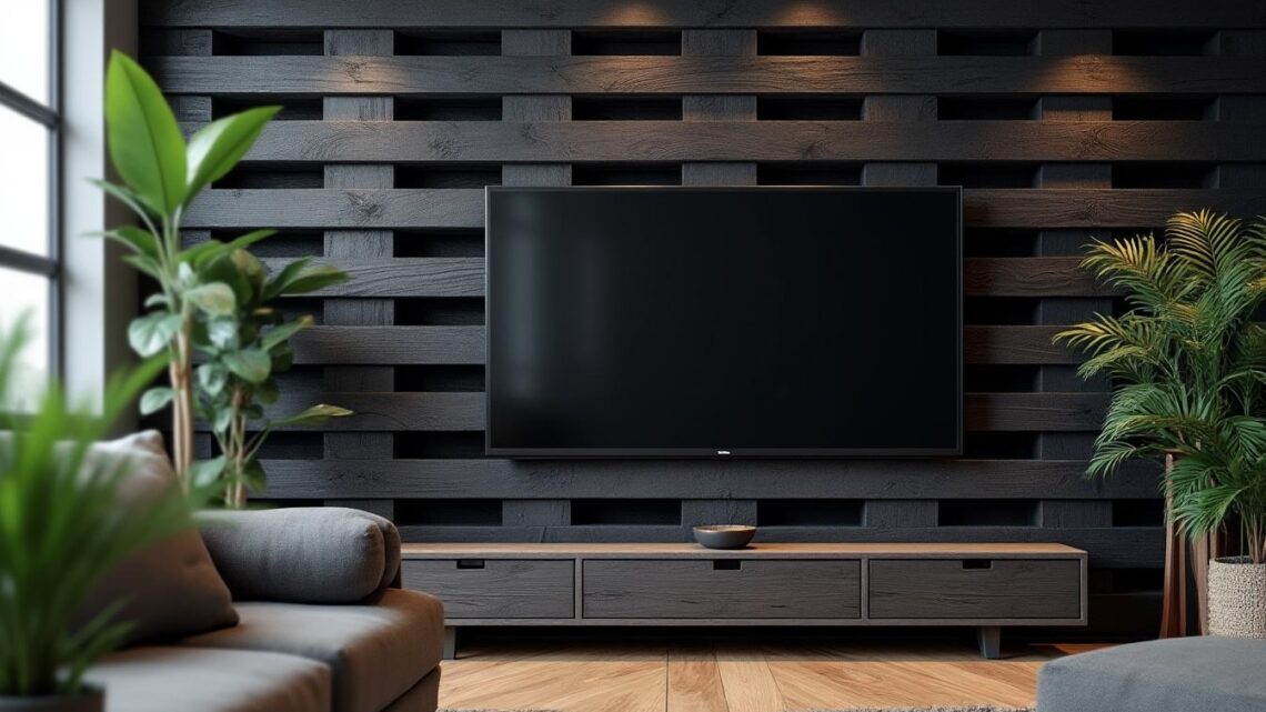 Mur TV avec palette noire : un projet DIY à la portée de tous
