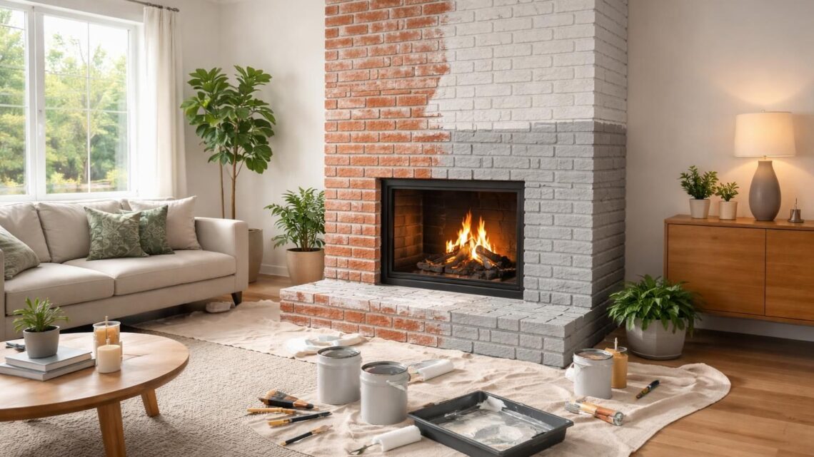 Comment peindre les briques d&rsquo;une cheminée pour moderniser votre salon