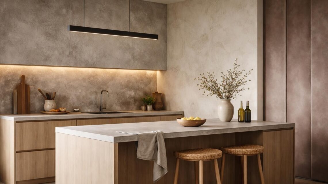 Déco peinture cuisine : effets matière, béton, chaux et velours