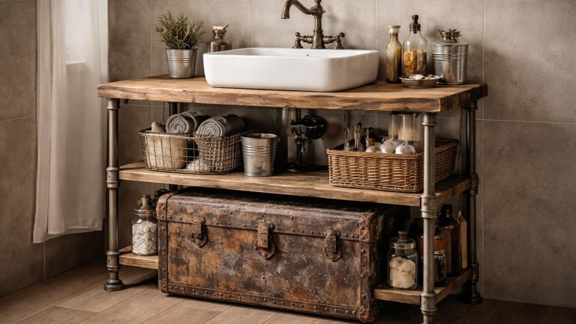 Idée de meuble de salle de bain en récup : transformez de vieux objets