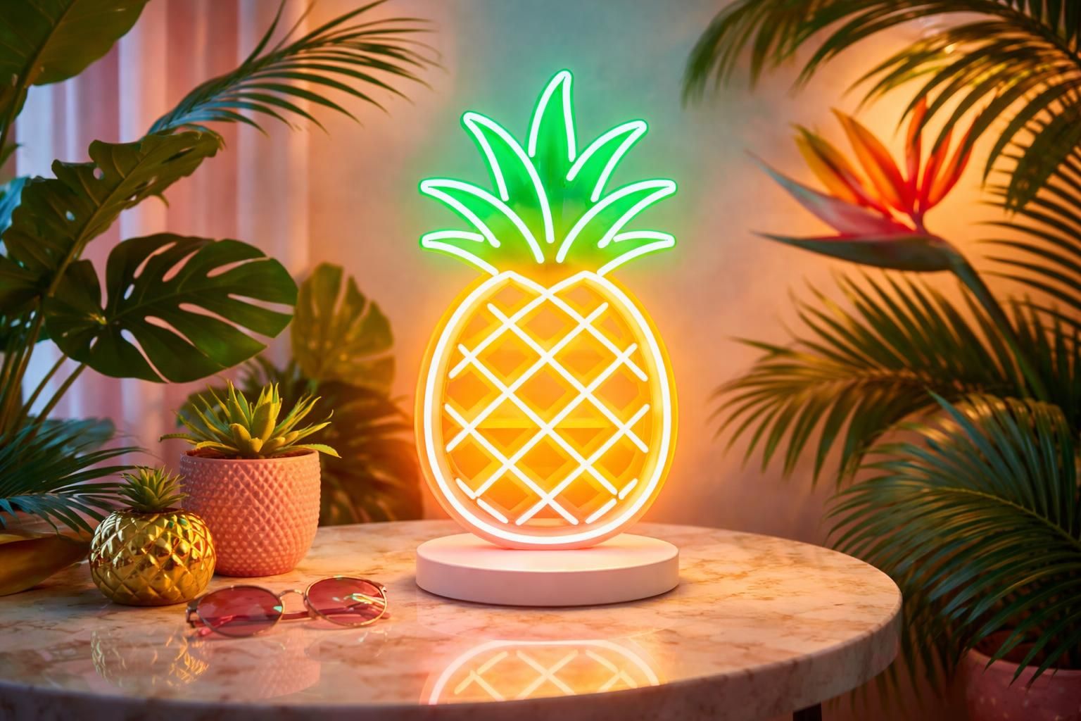 apportez une ambiance tropicale et colorée à votre intérieur avec notre lampe néon ananas, parfaite pour une décoration originale et tendance.
