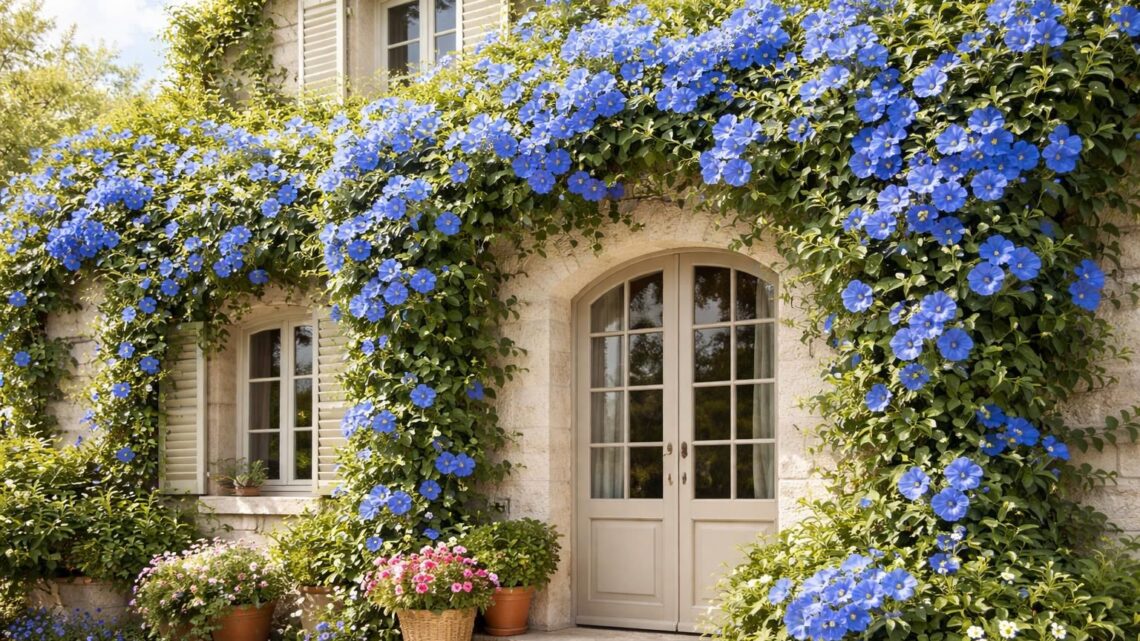 Plante grimpante bleue : notre sélection pour une façade fleurie et originale