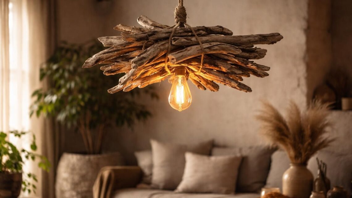 Suspension en bois flotté : fabriquez votre luminaire nature et poétique