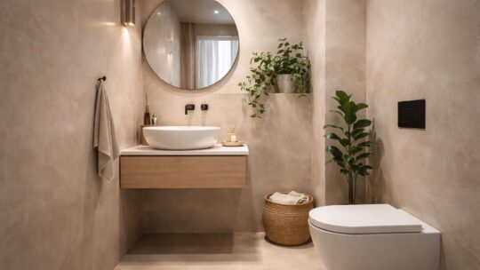WC en béton ciré beige : l&rsquo;élégance minérale pour vos petits coins