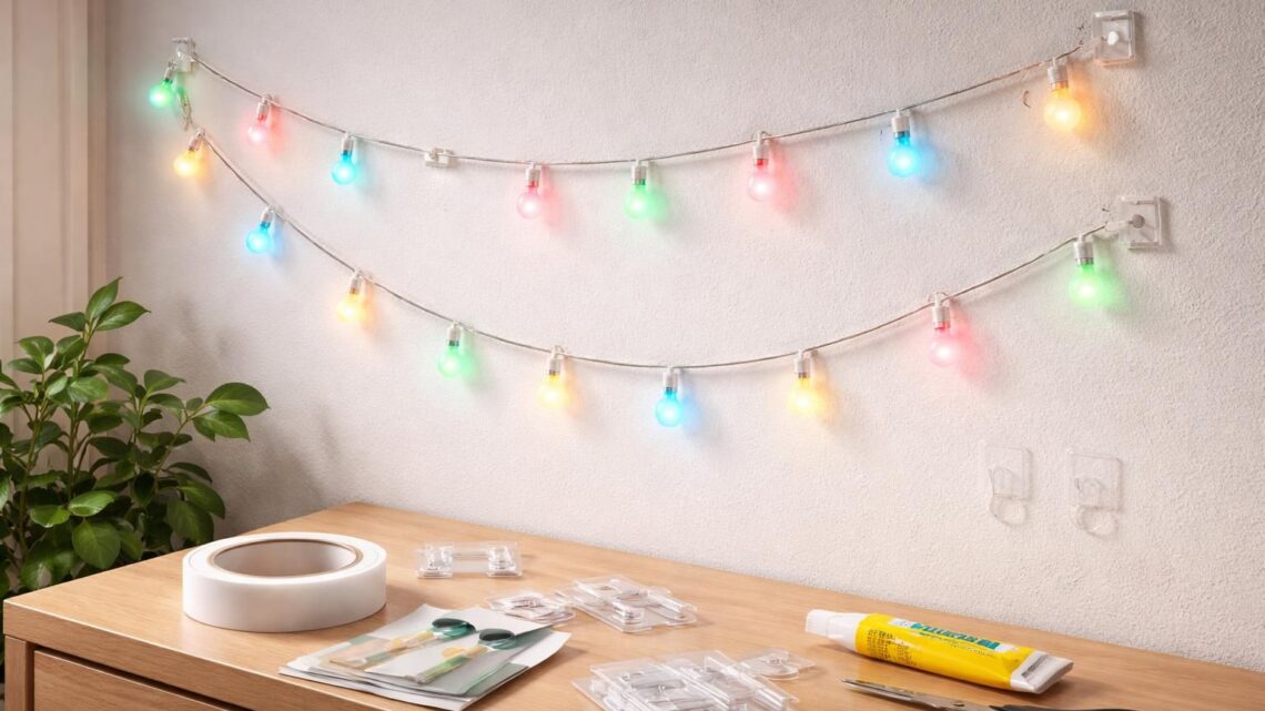 Faire tenir une guirlande sur un mur sans faire de trous : nos astuces de pro