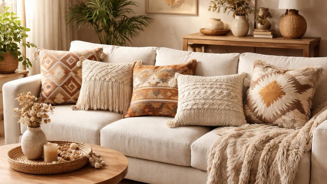 Housse de coussin bohème chic : les motifs et matières pour votre canapé