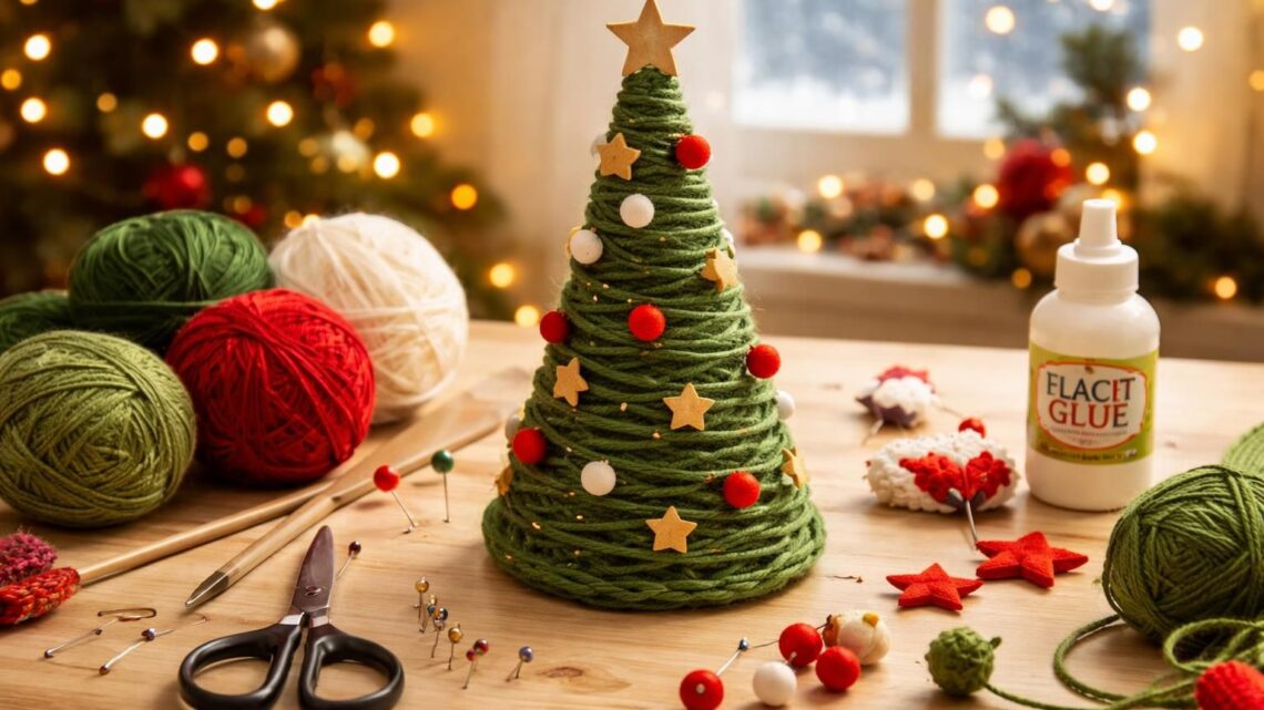 Noël DIY : tutoriel facile pour fabriquer un sapin de Noël original en laine