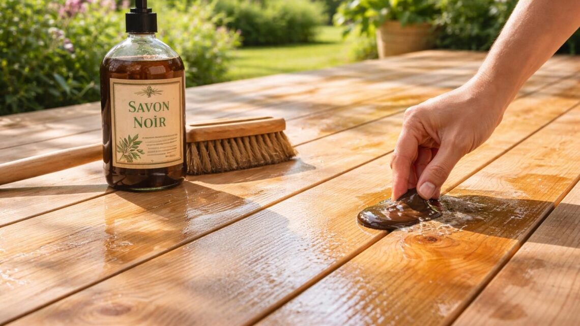 Savon noir pour terrasse en bois : la solution naturelle pour un nettoyage pro