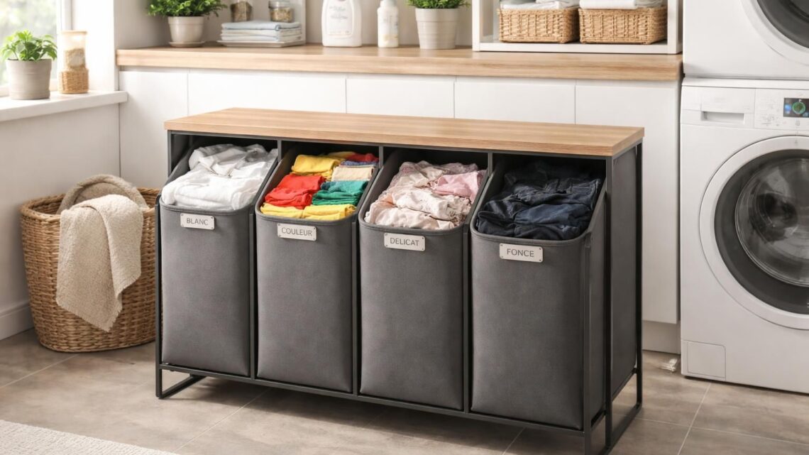 Trieur de linge 4 bacs : l&rsquo;astuce ultime pour une gestion parfaite de la lessive