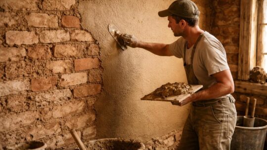 Rénovation de mur en brique de terre crue
