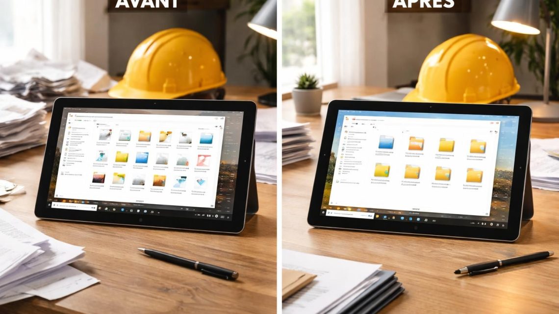 Avant/après : dossier chantier propre sur tablette Windows 10