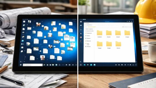 Avant/après : dossier chantier propre sur tablette Windows 10