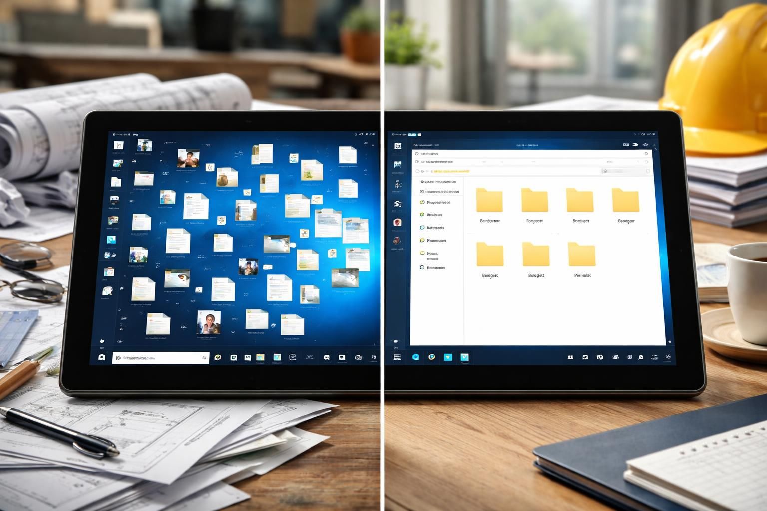découvrez comment organiser efficacement vos dossiers chantier sur tablette windows 10 avec notre guide avant/après pour un espace de travail propre et optimisé.