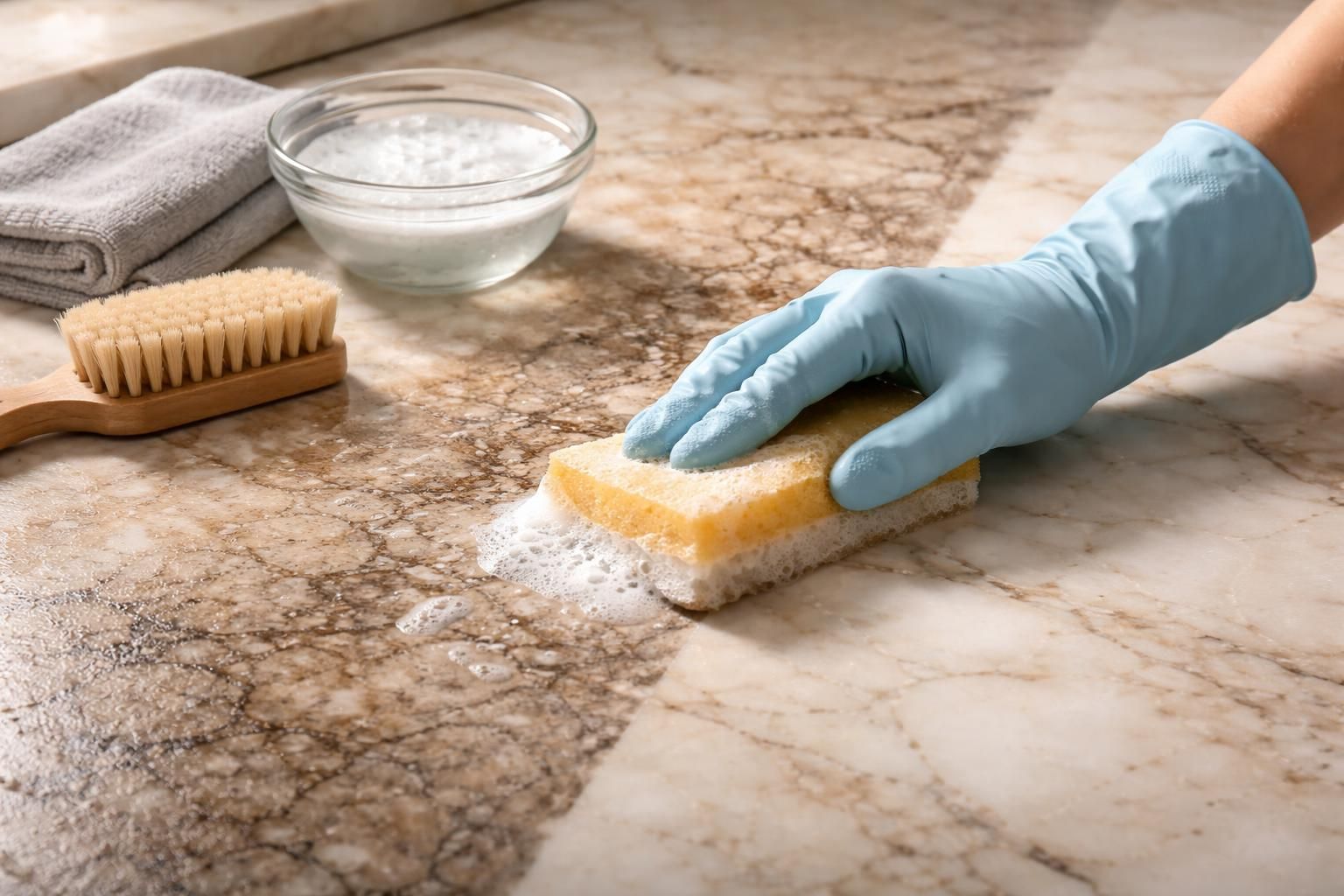 découvrez une méthode progressive pour nettoyer du marbre très sale efficacement, sans l'endommager, et redonnez-lui tout son éclat naturellement.
