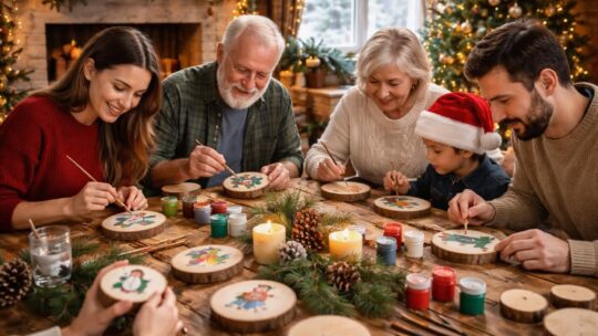 Organisez un atelier de peinture sur rondin de bois pour Noël en famille ou entre amis