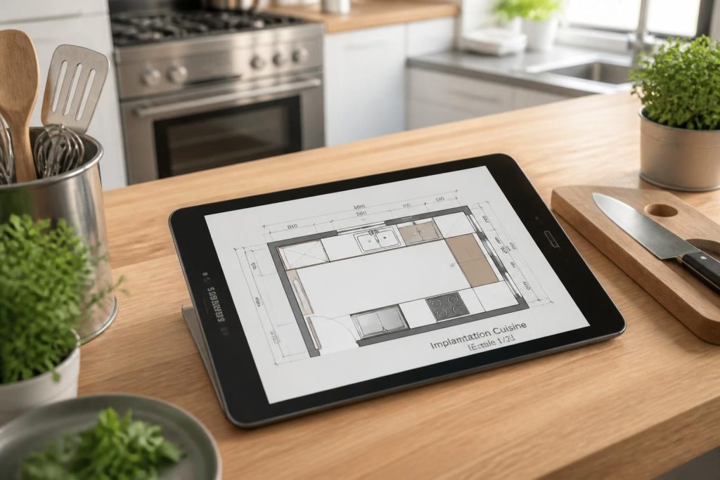 découvrez comment définir l'implantation de votre cuisine directement depuis votre tablette samsung galaxy pour une organisation optimale et pratique.