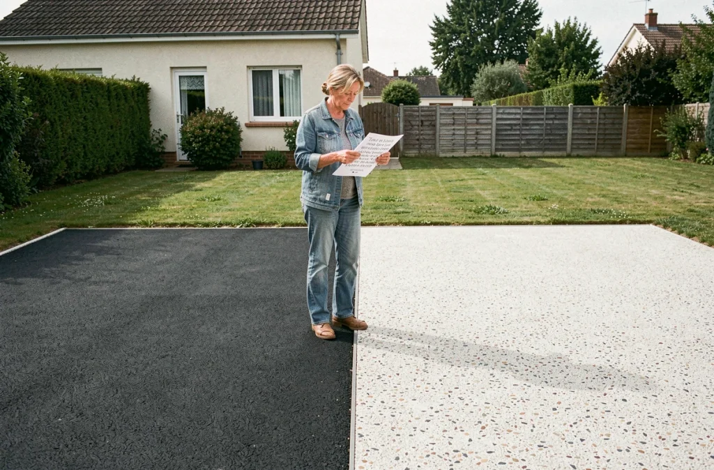 Comparaison entre enrobé bitumineux et béton désactivé pour une allée de maison